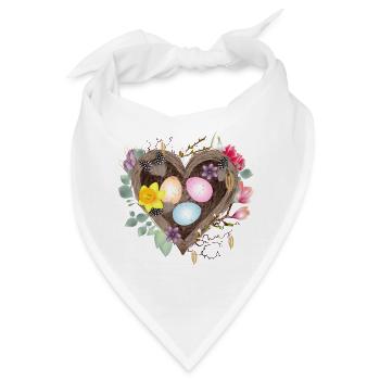 Herzförmiges Nest mit bunten Ostereiern - Bandana - Weiß - Vorne