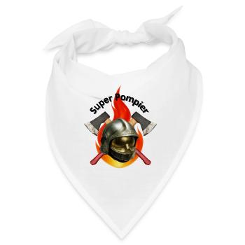 Ein brennender Feuerwehrhelm und Äxte - Bandana - Weiß - Vorne