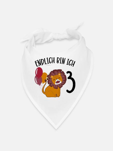 Anniversaire Lion 3 ans Leo Cadeau de fête - Bandana - blanc - Devant
