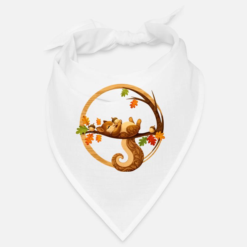 Écureuil endormi dans le cercle d’automne - Bandana - blanc