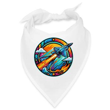 Neon Düsen Jet im Feuer Kreis Retro Space Rakete - Bandana - Weiß - Vorne