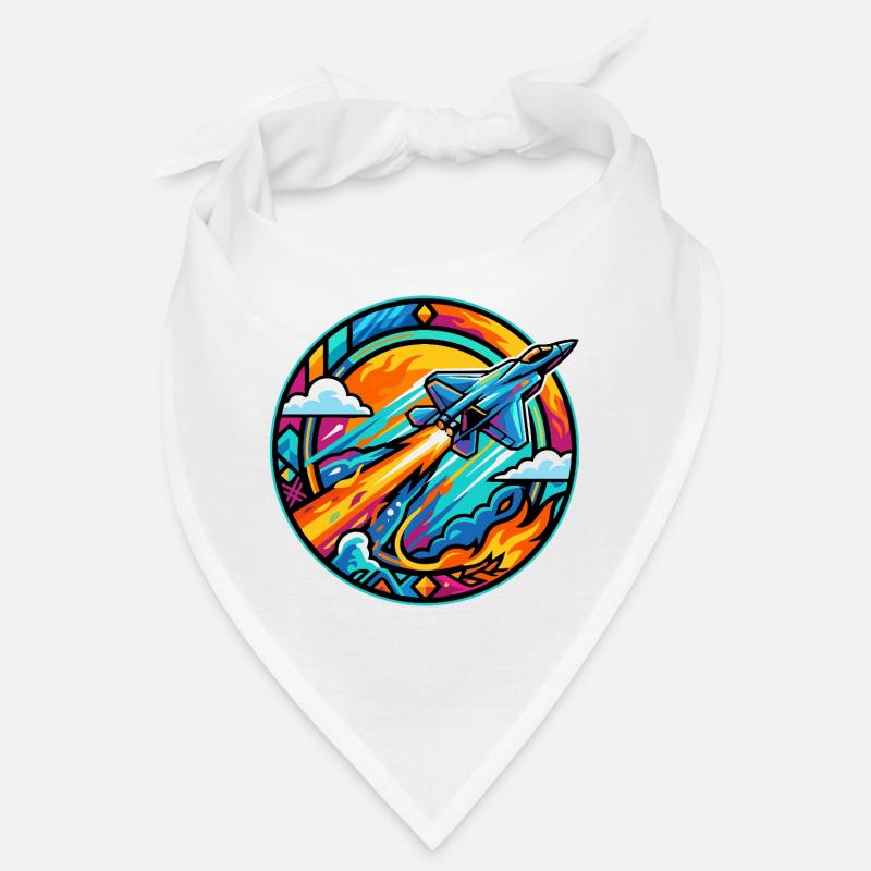 Neon Nozzles Jet in Fire Circle Retro Space Rocket Bandana