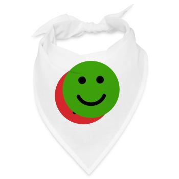 Überlappendes Gesicht Grün-Rot - Bandana - Weiß - Vorne
