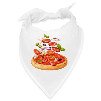 Pizza mit Salami und Gemüse Illustration - Bandana - Weiß - Vorne