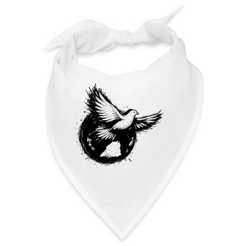 Taube im Globus – Friedenssymbol - Bandana - Weiß - Vorne