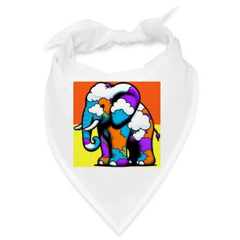 Elefant mit Wolke und Wolken - Bandana - Weiß - Vorne