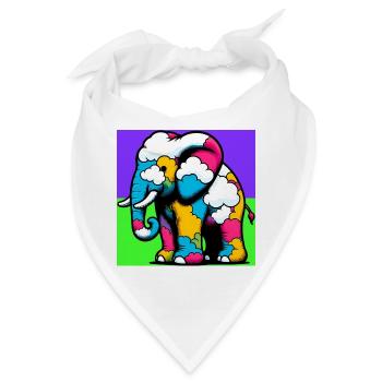 Elefant mit Wolke und Wolken - Bandana - Weiß - Vorne