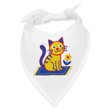 Bunte Katze auf Teppich in einer Blütenwiese - Bandana - Weiß - Vorne