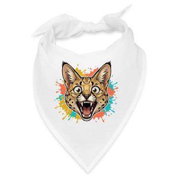 Jaguarkopf mit Farbspritzer - Bandana - Weiß - Vorne
