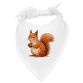 Eichhörnchen mit Eichel Illustration - Bandana - Weiß - Vorne