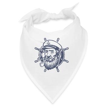 Kapitän Steuerrad Bootsfahrer Seefahrer Seemann - Bandana - Weiß - Vorne