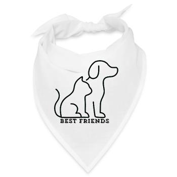BEST FRIENDS – Katze & Hund Liebe - Bandana - Weiß - Vorne