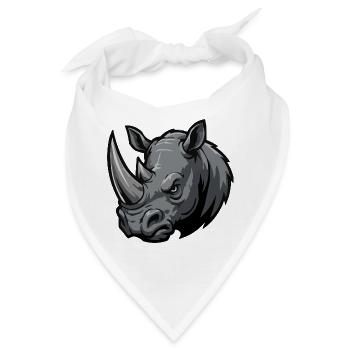 Grauer Rhino Kopf Mascot - Bandana - Weiß - Vorne
