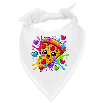 Niedliches Pizzastück  - Bandana - Weiß - Vorne