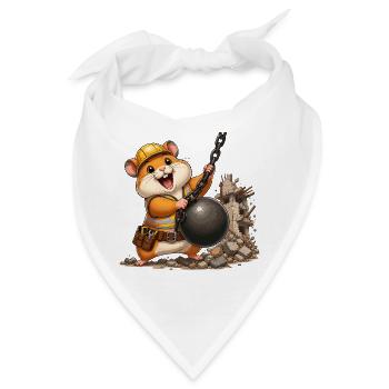 Bauhamster mit Abrissball - Bandana - Weiß - Vorne