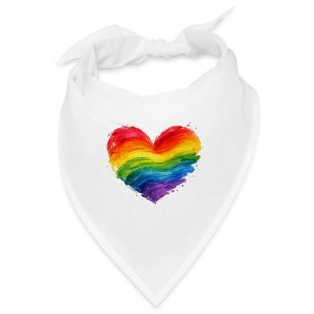 Buntes Regenbogen-Herz | Pride Acryl-Kunst - Bandana - Weiß - Vorne