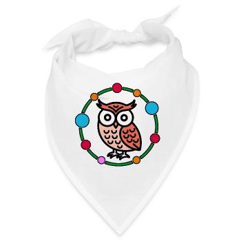 Süße Eule - Bandana - Weiß - Vorne