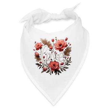Liebes Blütenkranz Schriftzug - Bandana - Weiß - Vorne