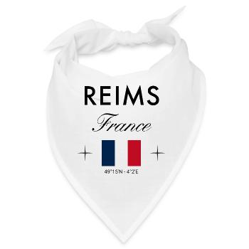 Reims Frankreich Koordinaten Reise Souvenir - Bandana - Weiß - Vorne