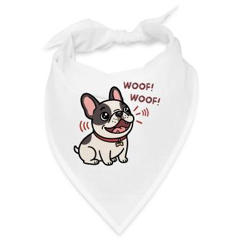 Wuff wuff Französischer Bulldoggen-Welpen-Cartoon - Bandana - Weiß - Vorne
