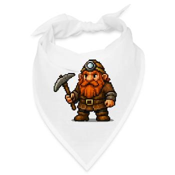 Pixel Zwerg mit Spitzhacke - Bandana - Weiß - Vorne