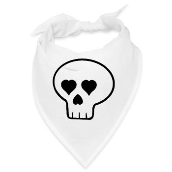 Totenkopf_Herz_schwarz - Bandana - Weiß - Vorne