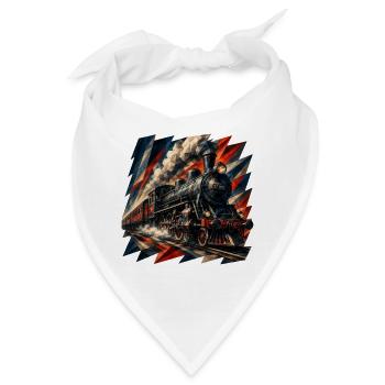 Dampfzug im geometrischen Flaggenstil - Bandana - Weiß - Vorne
