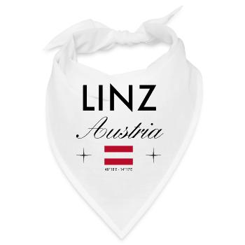 Linz Österreich Koordinaten Reise Souvenir - Bandana - Weiß - Vorne