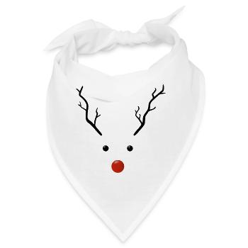 Rentier süß minimalistisch mit roter Nase  - Bandana - Weiß - Vorne