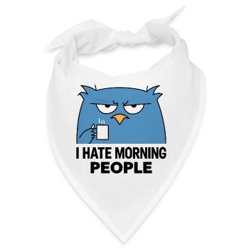 Grummelige Eule Kaffee Morgen - Bandana - Weiß - Vorne