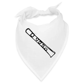 Blockflöte handgezeichnet - Bandana - Weiß - Vorne