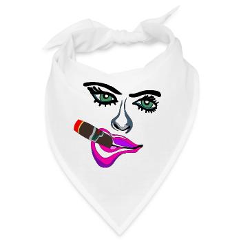 Frau mit pinken Lippen und Zigarre - Bandana - Weiß - Vorne