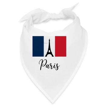 Paris Tricolore & Eiffelturm-Silhouette - Bandana - Weiß - Vorne
