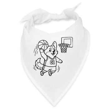 Niedliche Corgi-Basketballspieler-Übersicht - Bandana - Weiß - Vorne