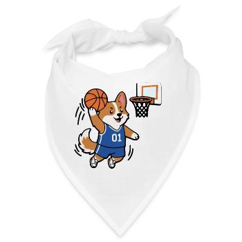 Süßer Corgi spielt Basketball lustiges Welpengeschenk - Bandana - Weiß - Vorne