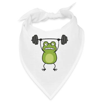 Frosch Gewichtheber Muskelaufbau Comic - Bandana - Weiß - Vorne