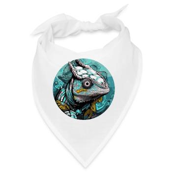 Chamäleon Kopf Türkis Illustration - Bandana - Weiß - Vorne