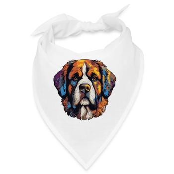 Bunter Hund Kopf Pop-Art - Bandana - Weiß - Vorne