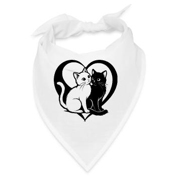 ❤ 🐱 Gatti Innamorati – Amore felino con cuore 2 - Bandana - Weiß - Vorne