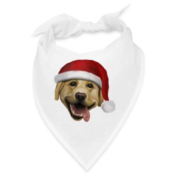 Labrador mit Weihnachtsmütze - Weihnachtshund - Bandana - Weiß - Vorne