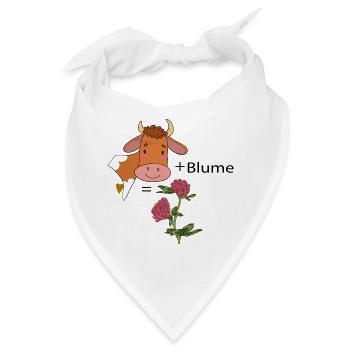 Kuh mit Blume - Bandana - Weiß - Vorne