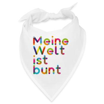 Meine Welt ist Bunt - Geschenkidee - Bandana - Weiß - Vorne