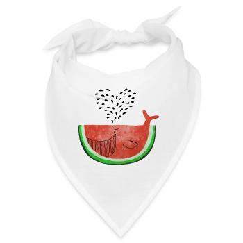 Wassermelone Wal - Walfisch Melone - Früchte -Love - Bandana - Weiß - Vorne