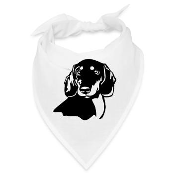 Dackel Kopf - Bandana - Weiß - Vorne