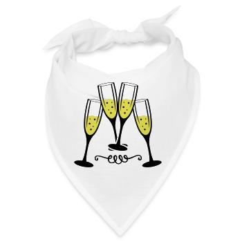 sekt glas anstossen - Bandana - Weiß - Vorne