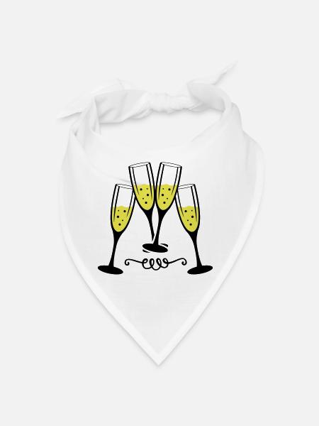 sekt glas anstossen - Bandana - Weiß - Vorne