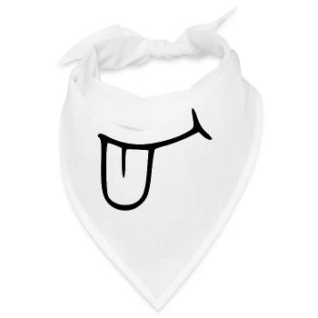 Rausgestreckte Zunge. Mund - Bandana - Weiß - Vorne