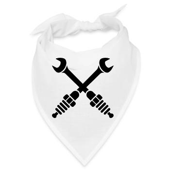 Schraubenschlüssel gekreuzt mit Zündkerzen - Bandana - Weiß - Vorne