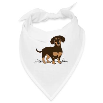 Dackel, Hund - Bandana - Weiß - Vorne