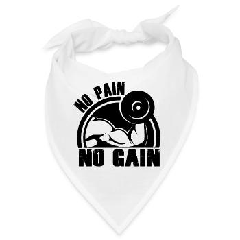 no pain no gain - Bandana - Weiß - Vorne